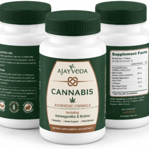 AjayVeda Cannabis Ayurvedic Formula – Herbal Stress Support Supplement with Ashwagandha & Brahmi | 60 Softgels