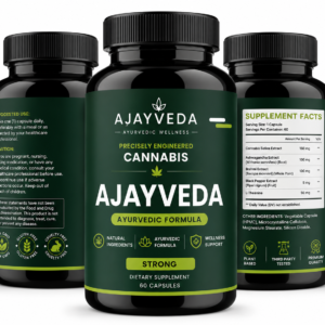 AjayVeda Cannabis Ayurvedic Formula Strong – Premium Herbal Wellness Capsules with Ashwagandha & Brahmi | 60 Capsules