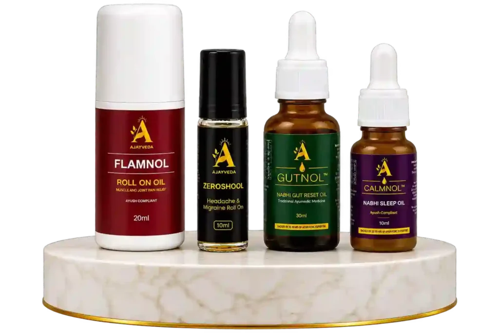 Ajayveda ayurvedic wellness products with Vijaya Leaf Extract and classical botanicals